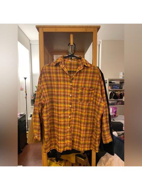 Other Designers Yellow Plaid Button Down Shirt