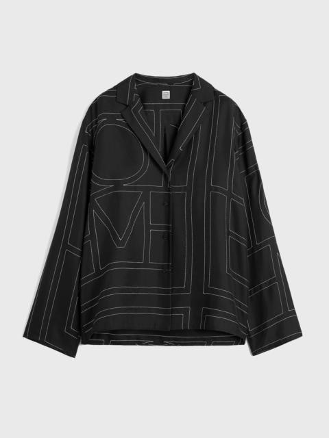 TOTEME Monogram silk pj top black