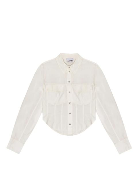 GANNI Washed Stretch Cotton Corset Shirt