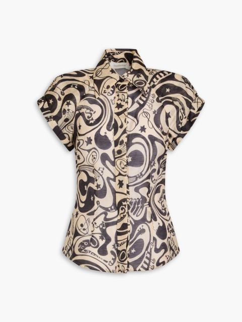 Zimmermann Printed linen and silk-blend shirt