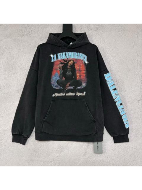 BALENCIAGA Balenciaga Female Movie Star Poster Washed Black Hoodie