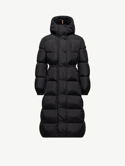 Moncler Chamer Wool-Trimmed Hooded Long Down Jacket