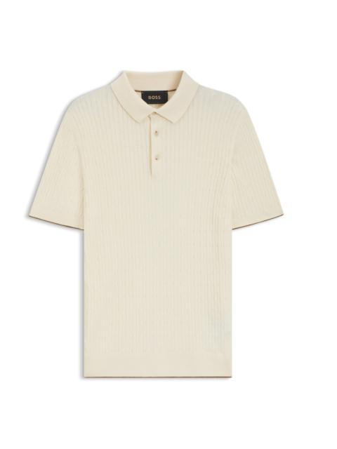 BOSS KNITTED POLO SHIRT IN COTTON AND SILK