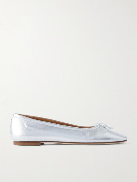 Aeyde Delfina Bow-detailed Metallic Leather Ballet Flats