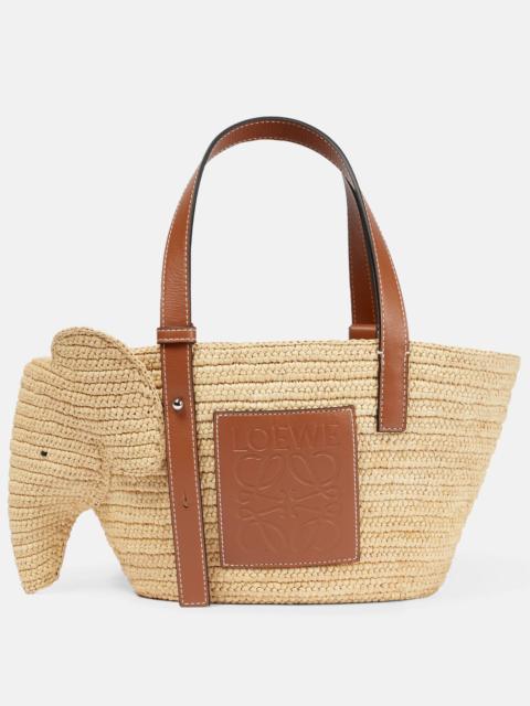 Loewe Elephant Small raffia and leather tote
