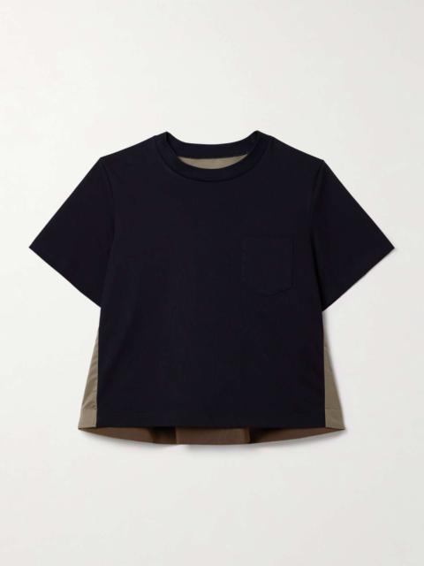 Paneled shell and cotton-jersey T-shirt Midnight blue