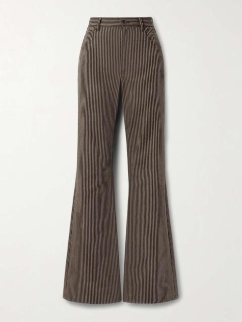 Roe striped cotton-twill flared pants Brown