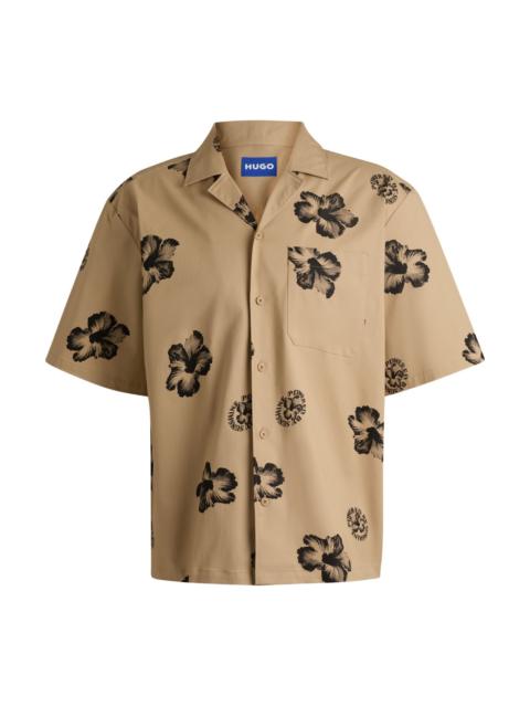 HUGO RELAXED-FIT SHIRT IN HIBISCUS-PRINT STRETCH COTTON