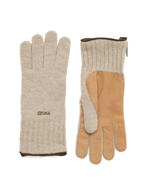 ZEGNA logo-embroidered cashmere gloves
