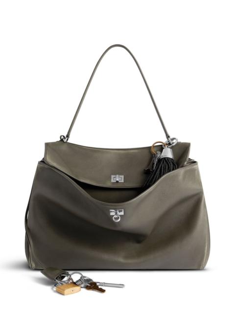 BALENCIAGA Women's Rodeo Large Handbag Used Effect With Charms in Kaki