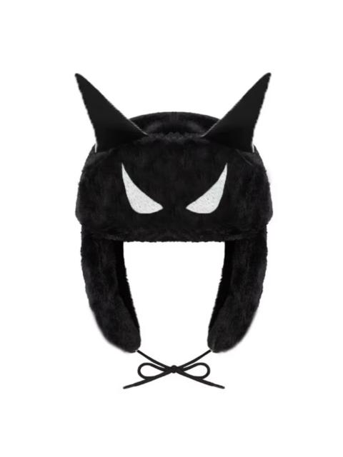 Other Designers Cartoon Anime Batman Black Faux Fur Ushanka Hat Cute Y2K Warm Earflap Trapper Hat