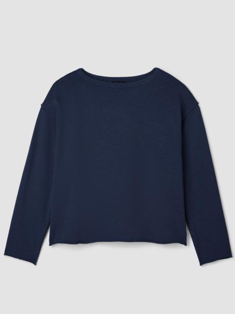 EILEEN FISHER Garment-Dyed Organic Cotton Terry Bateau Neck Box-Top