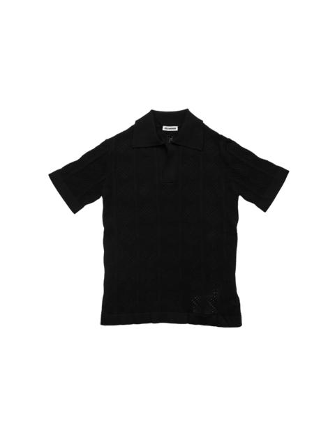 Jil Sander Jil Sander Cotton Lace Stitch Short Sleeve Polo Black
