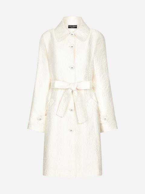 Dolce & Gabbana Belted floral jacquard coat