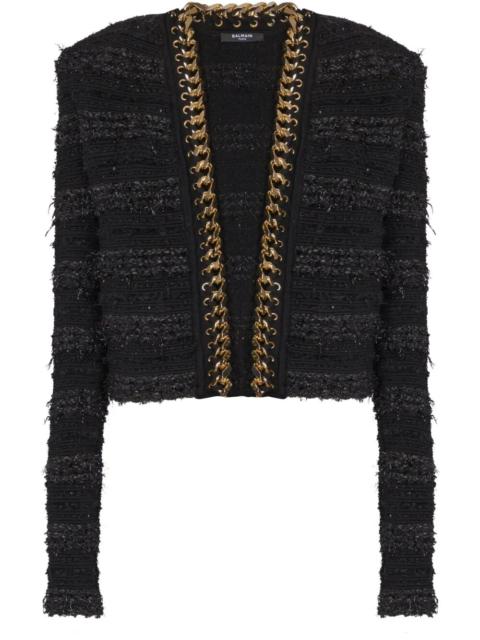 Balmain Balmain Women Chains Details Side To Side Tweed Jacket