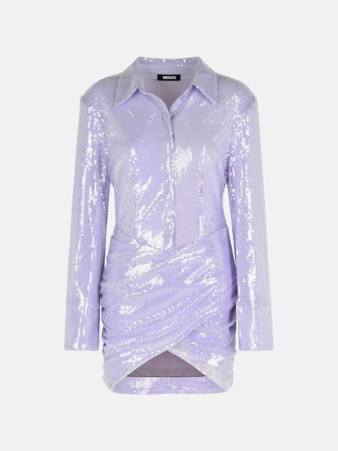 ROTATE MISTY LILAC POLYESTER SEQUINED MINI DRESS