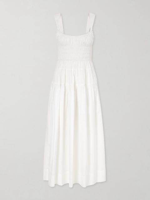 DÔEN Clover Shirred Organic Cotton-poplin Midi Dress