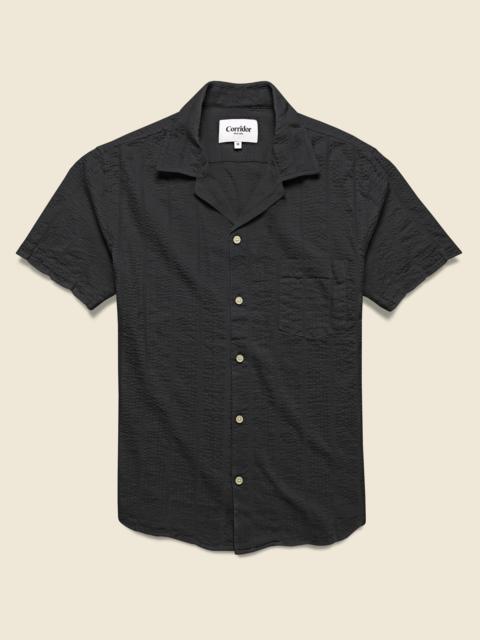 Corridor Striped Seersucker Shirt - Black