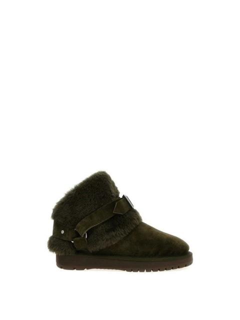 Burberry BURBERRY Chubby Green Leather Ankle Boots New & Authentic (M