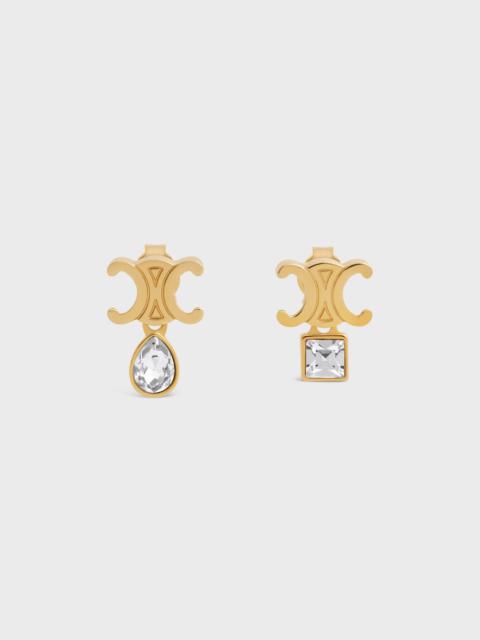 CELINE Triomphe Twinkle Earrings in Strass and Brass with Gold Finish