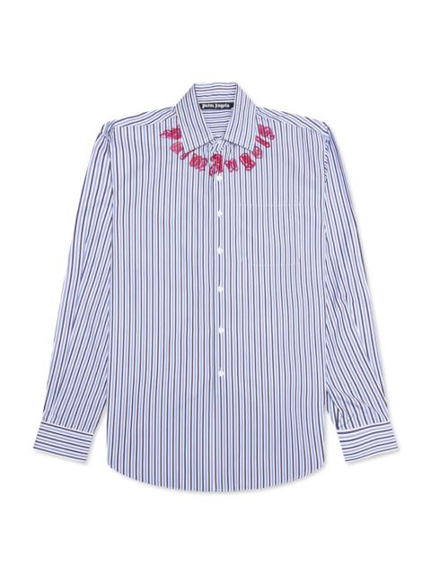 Palm Angels NECK LOGO NEON CLASSIC SHIRT - BLUE FUCHSIA