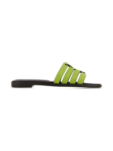 TORY BURCH Green Leather Ines Slippers