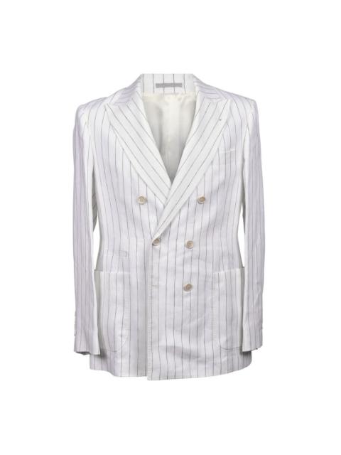 Brunello Cucinelli Brunello Cucinelli White Linen Striped Suit
