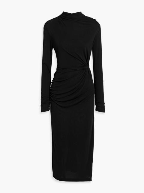 DIANE VON FURSTENBERG Sonja ruched crepe turtleneck midi dress