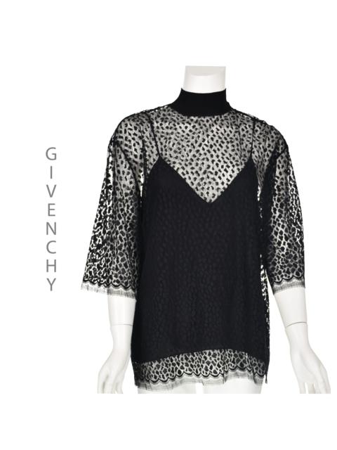 Givenchy Black Lace Mock Neck Blouse w/Silk Camisole FR40