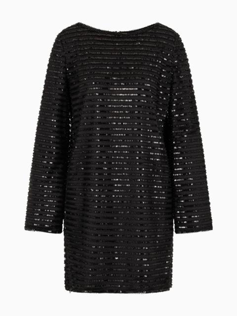 EMPORIO ARMANI Moon Capsule collection tulle tunic dress with striped sequinned motif