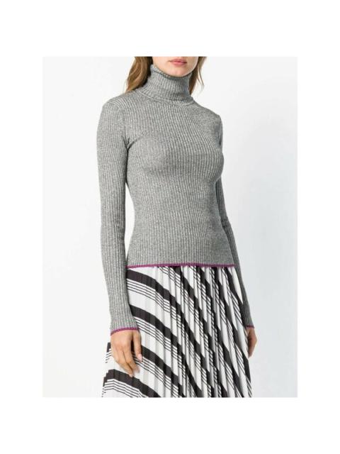 Marco de Vincenzo - MARCO DE VICENZO Silver Glitter Sweater Turtleneck Knit Top Sz L 44 IT NWT $555