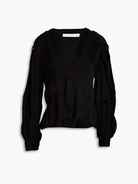 Other Designers Bahari lace-trimmed crepe de chine blouse