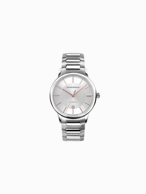 EMPORIO ARMANI SWISS MADE AUTOMATIC STAINLESS STEEL WATCH