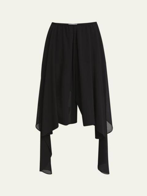 Chloé Silk Georgette Midi Pants with Skirt Overlay