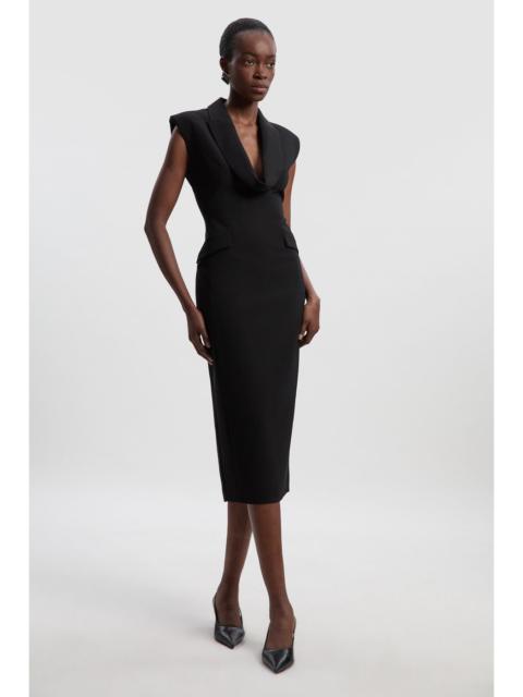 KAREN MILLEN Polished Tailored Cowl Neck Sleeveless Midi Dress