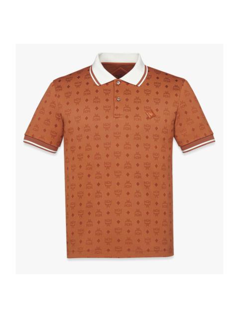MCM MCM Piqué Polo in Monogram Jacquard in Brown at Nordstrom