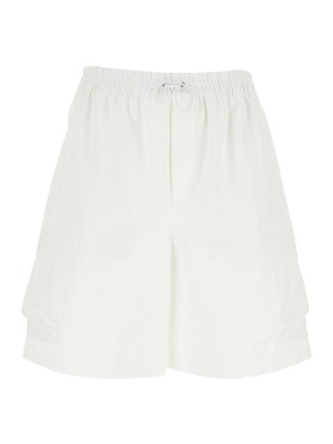 GUCCI Gucci Men White Bermuda Pants With Elastic Drawstring Waist And Rear Web Print In Cotton Man