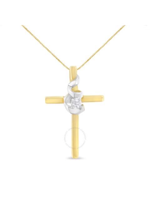 Other Designers Espira - Espira 10K Two-Tone Yellow & White Gold Diamond-Accented Spiral & Cross 18" Pendant Necklace (J-K Co