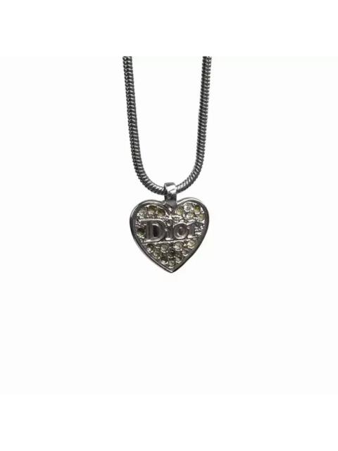 Dior Silver Heart Spellout Necklace