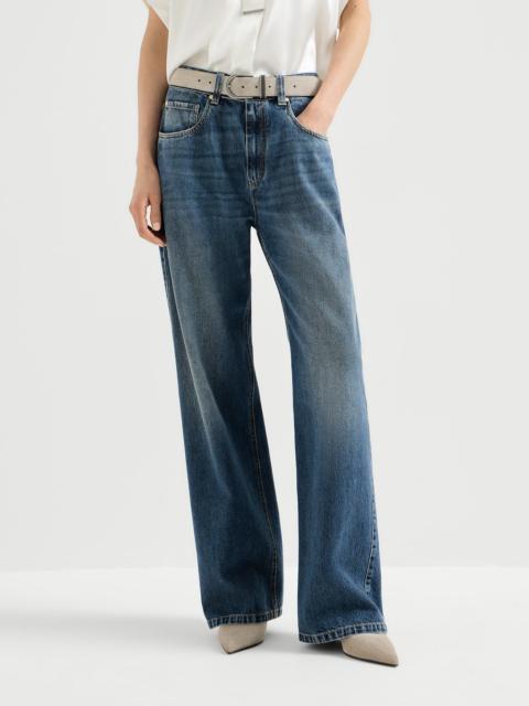 Brunello Cucinelli Authentic denim contemporary loose trousers with monili
