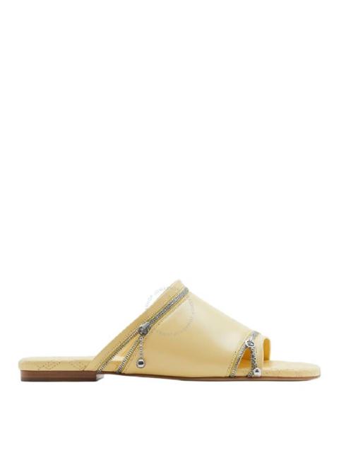 Burberry Burberry Leather Peep-Toe Slides With Equestrian Knight Design