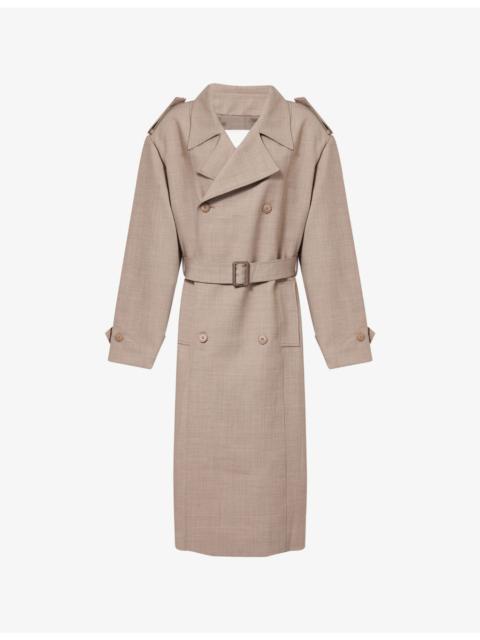 The Frankie Shop Bleecker Double-Breasted Woven Trench Coat