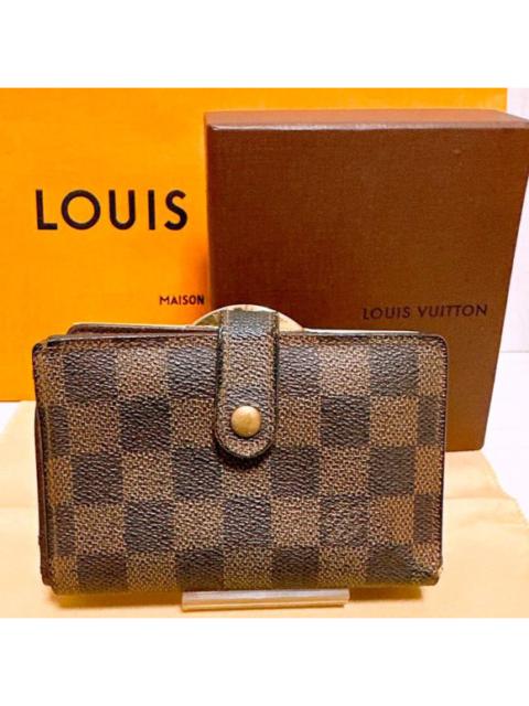 Authentic Louis Vuitton LV Kiss Lock Portefeuille Viennois Browns Damier Wallet