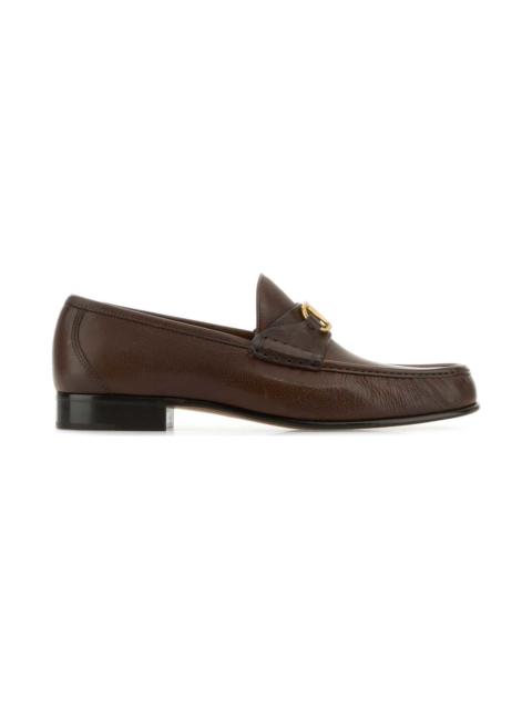 Valentino Brown Leather Vlogo Loafers