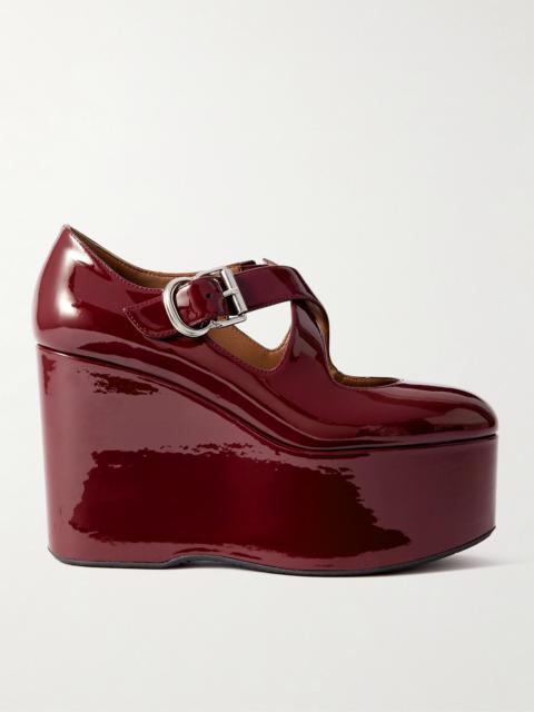 Alaïa 110 Patent-leather Platform Wedge Mary Jane Pumps