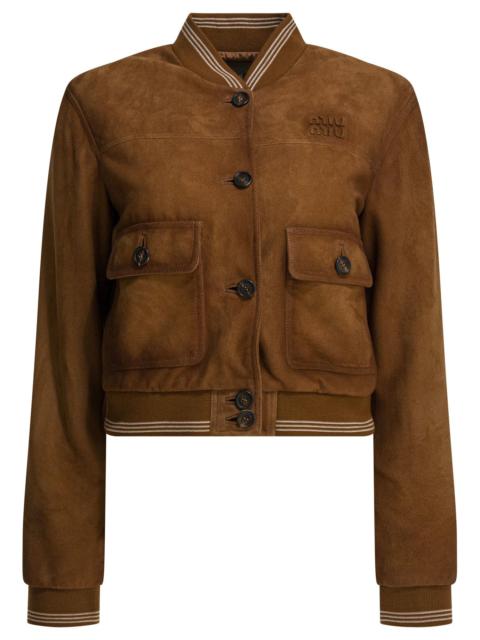 Miu Miu Miu Miu Suede Leather Bomber Jacket