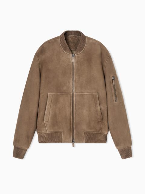 EMPORIO ARMANI ICON MERINO LAMB SUEDE SHEARLING BLOUSON
