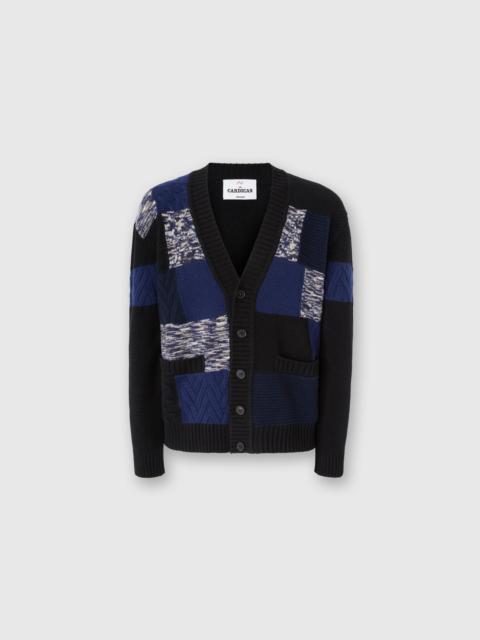 Missoni Missoni The Cardigan In Pure Wool With Flame And Zigzag Inserts in Navy Blue at Nordstrom
