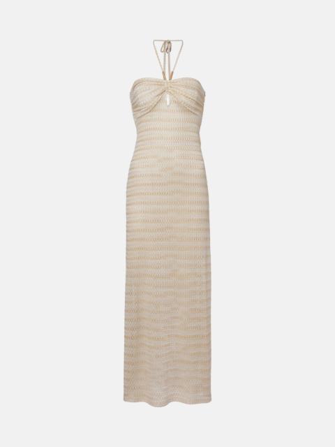 MELISSA ODABASH Mila off-shoulder lamé maxi dress