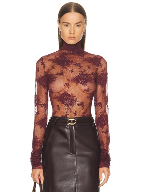 THE ANDAMANE Ziggy Lace Turtleneck Bodysuit